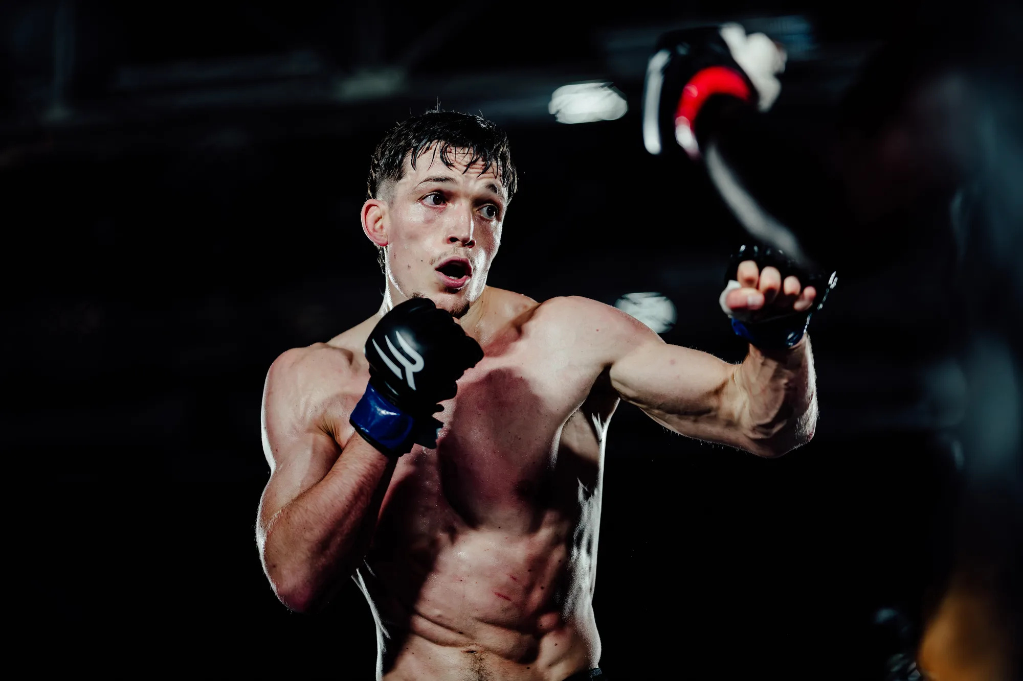 Combattant de MMA en garde dans la cage